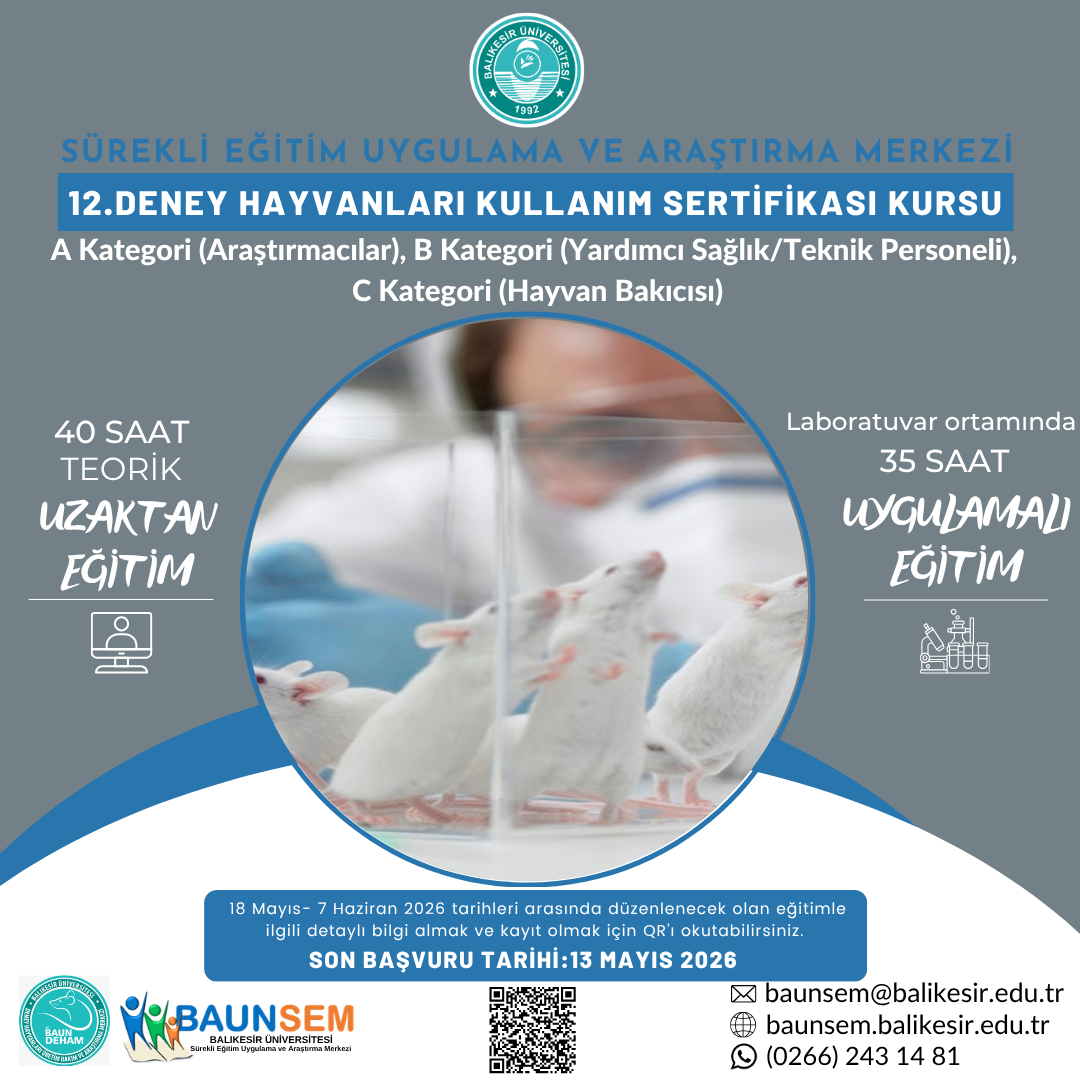 DENEY HAYVANLARI KULLANIM SERTİFİKASI KURSU
