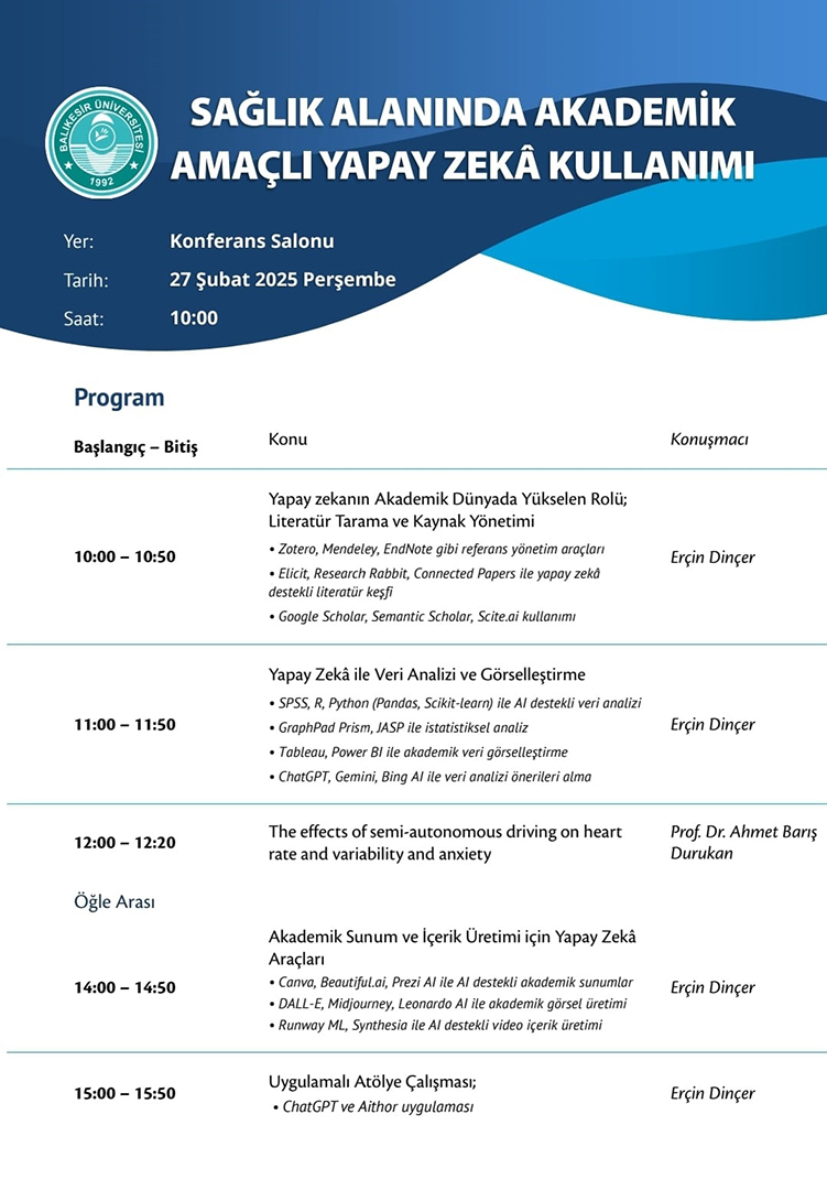 Sağlık Alanında Akademik Amaçlı Yapay Zeka Kullanımı Panel Duyurusu