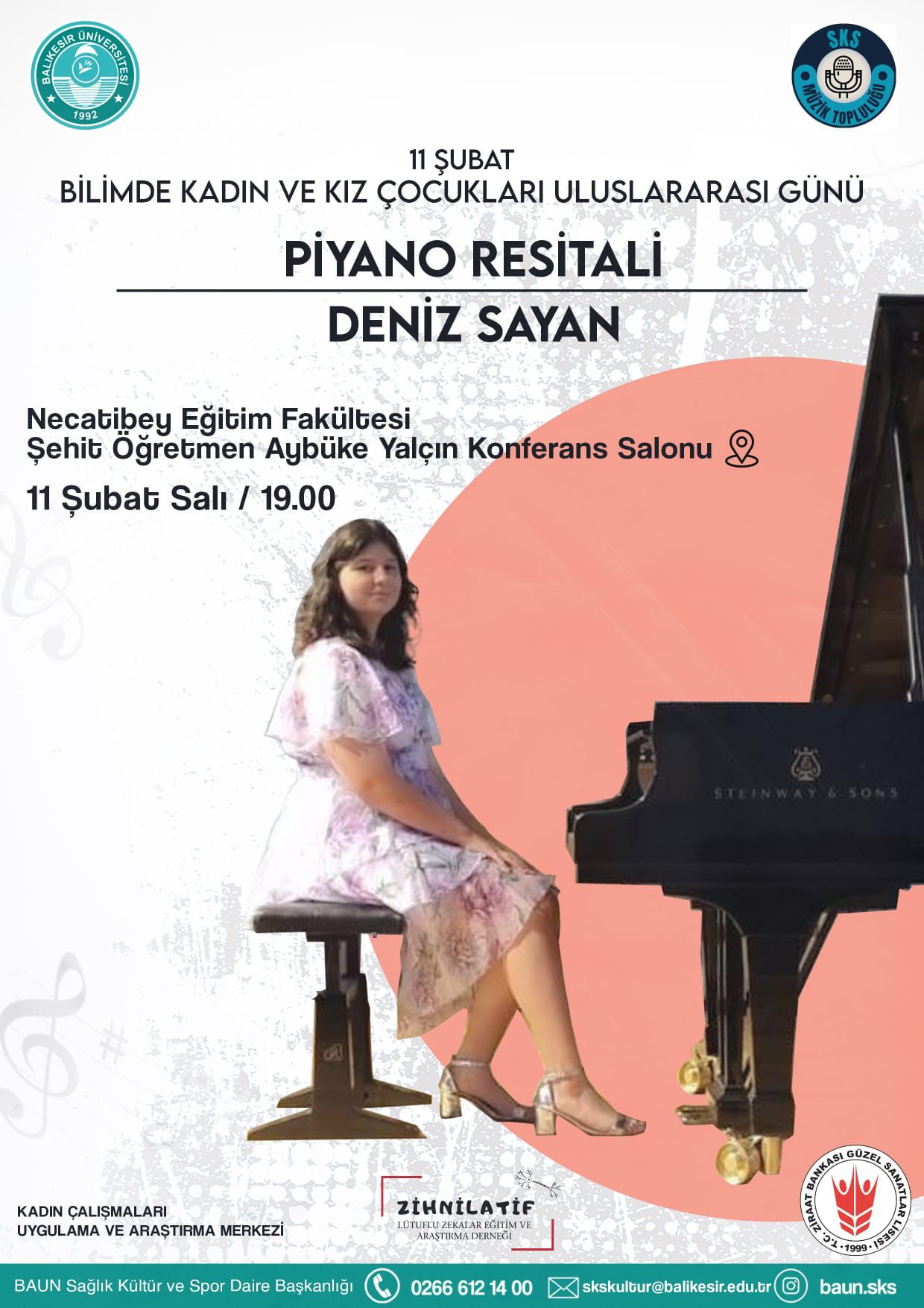11 Şubat Bilimde Kadın ve Kız Çocukları Uluslararası Günü Piyano Resitali