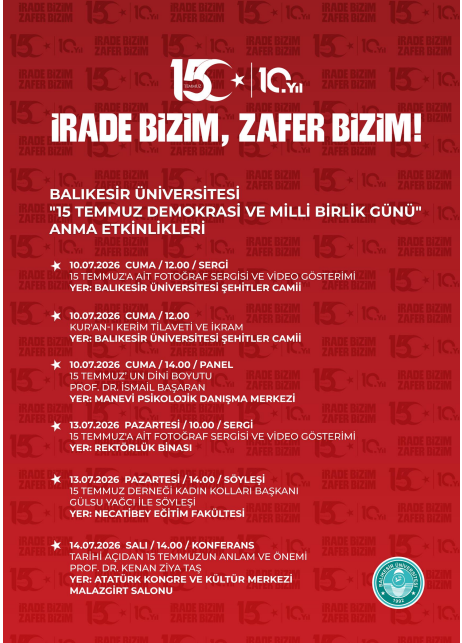 15 Temmuz Demokrasi ve Millî Birlik Günü Anma Etkinlikleri
