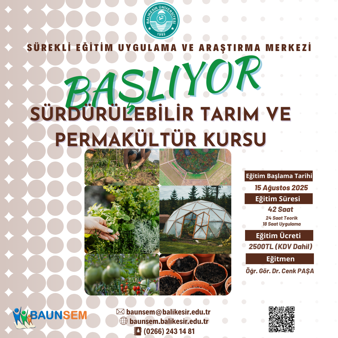 SÜRDÜRÜLEBİLİR TARIM VE PERMAKÜLTÜR KURSU
