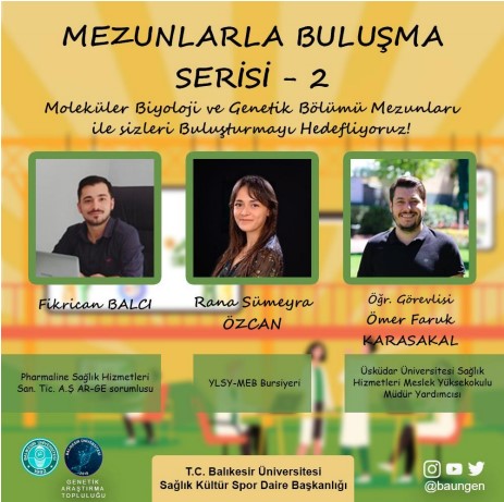 Genetik Araştırmalar Topluluğu - Mezunlarla Buluşma Serisi-2 düzenlendi. 21 Haziran 2021