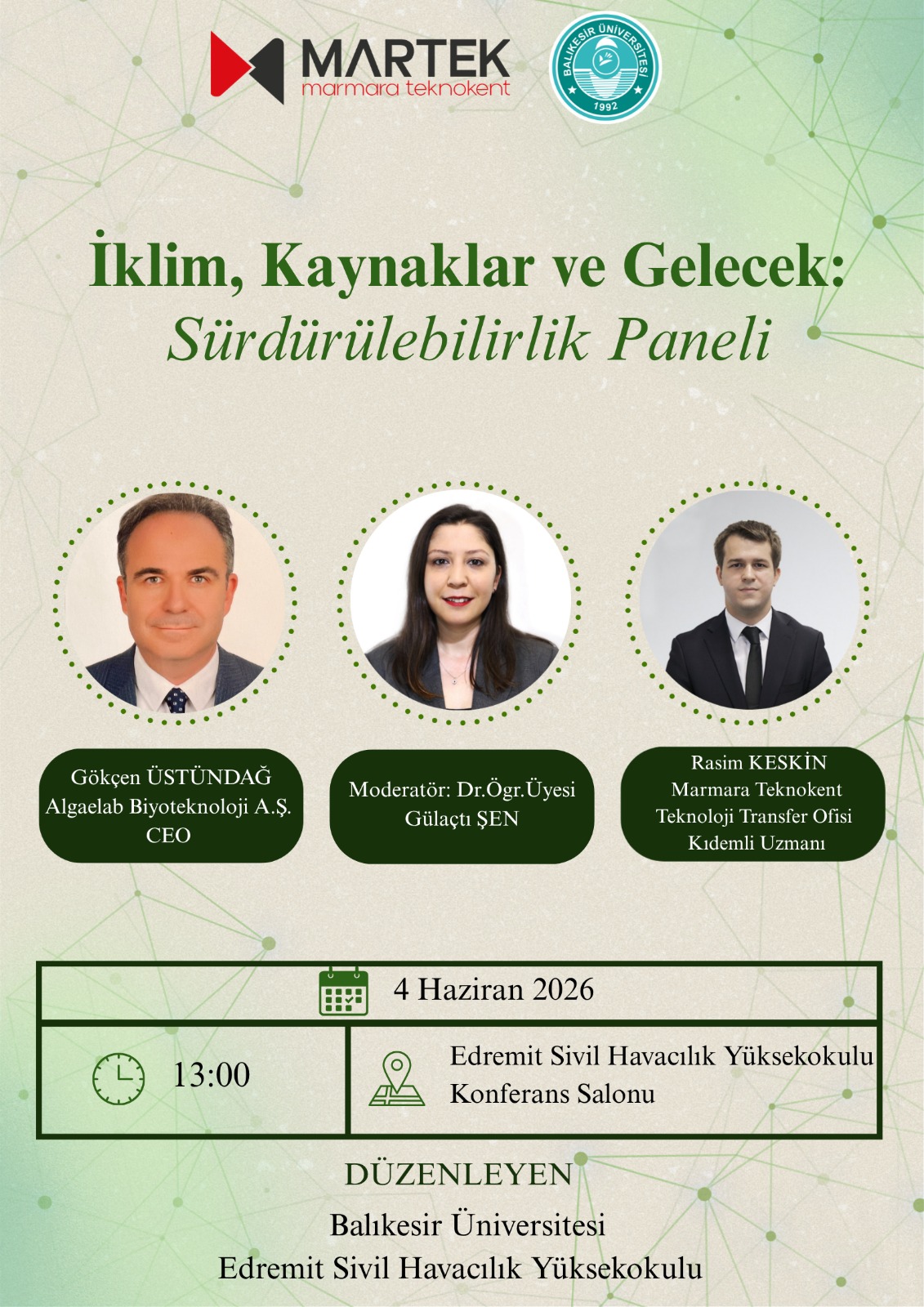 İklim, Kaynaklar ve Gelecek: Sürdürülebilirlik Paneli