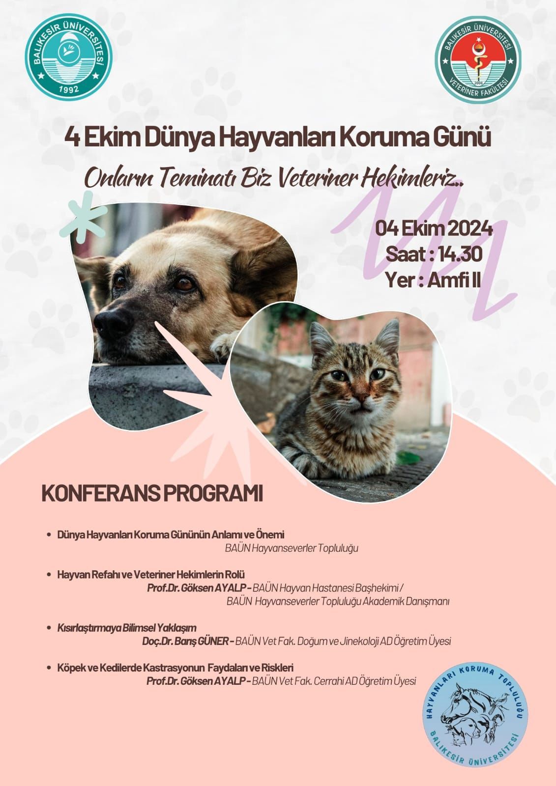 4 Ekim Dünya Hayvanları Koruma Günü Konferans Programı