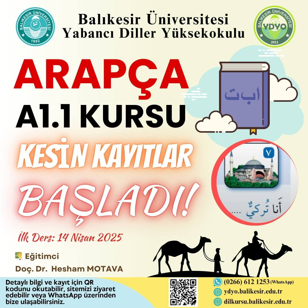 ARAPÇA A1.1 KURSU KESİN KAYITLARI BAŞLADI!