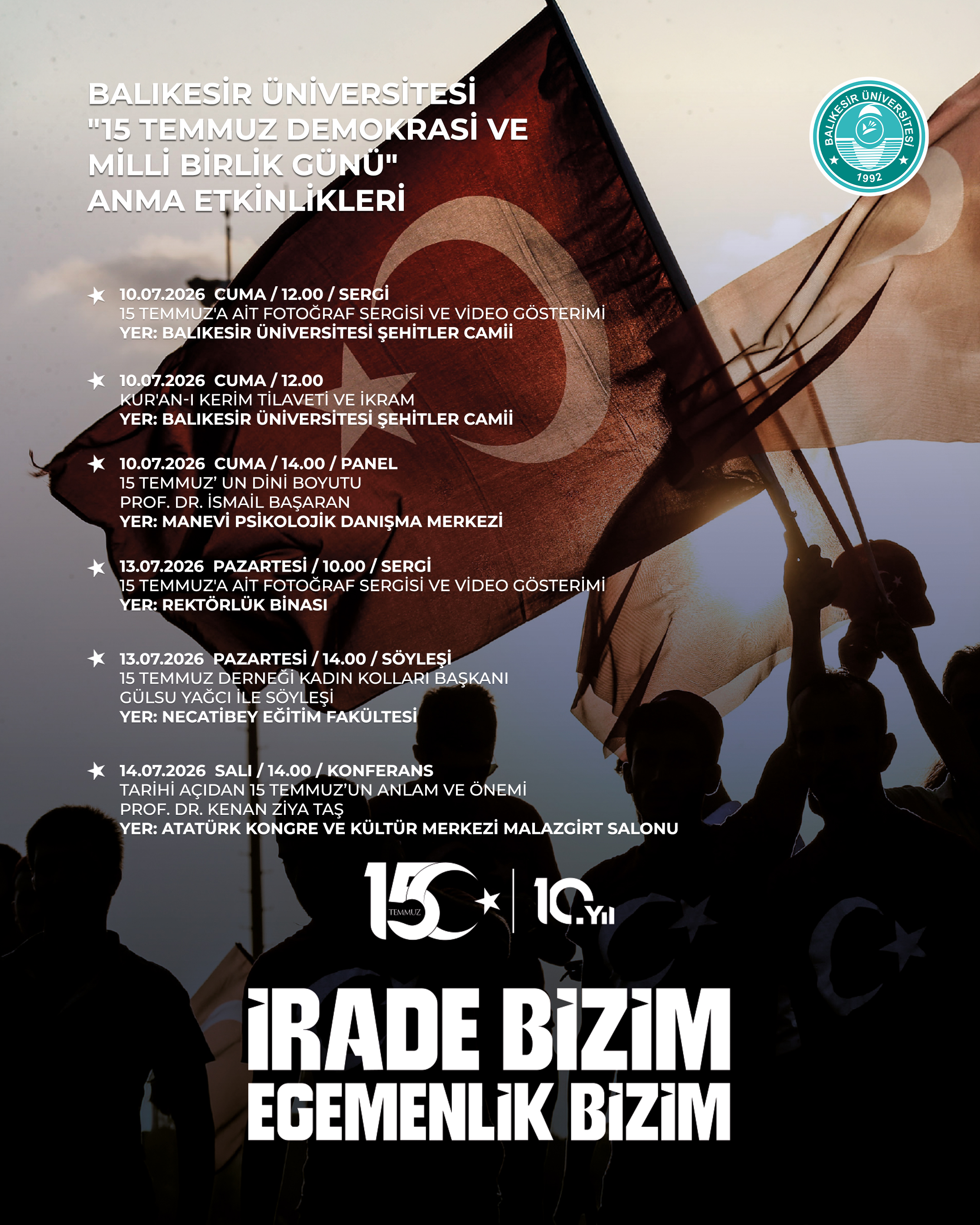 Balıkesir Üniversitesi  "15 Temmuz Demokrasi ve Milli Birlik Günü"  Anma Etkinlikleri