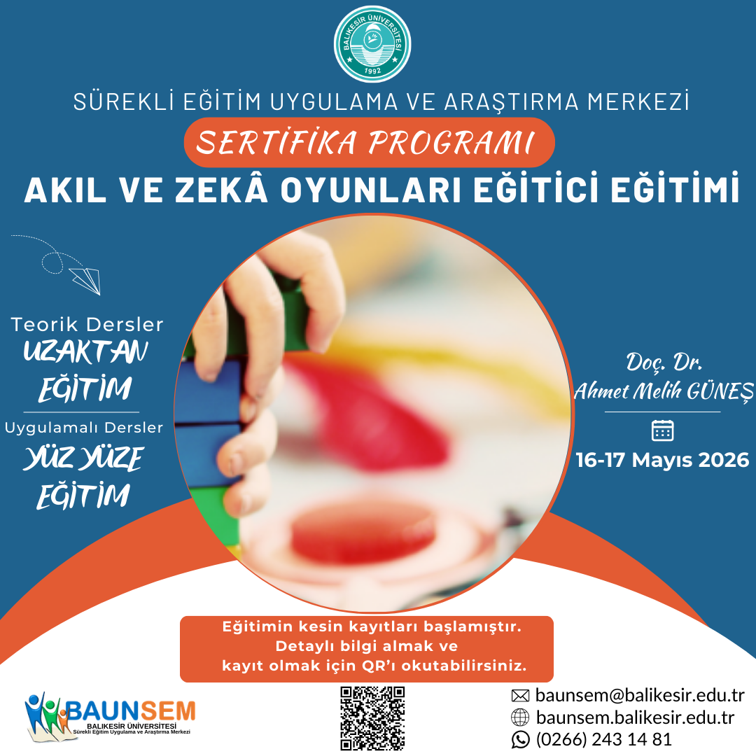 AKIL VE ZEKA OYUNLARI EĞİTİCİ EĞİTİMİ SERTİFİKA PROGRAMI