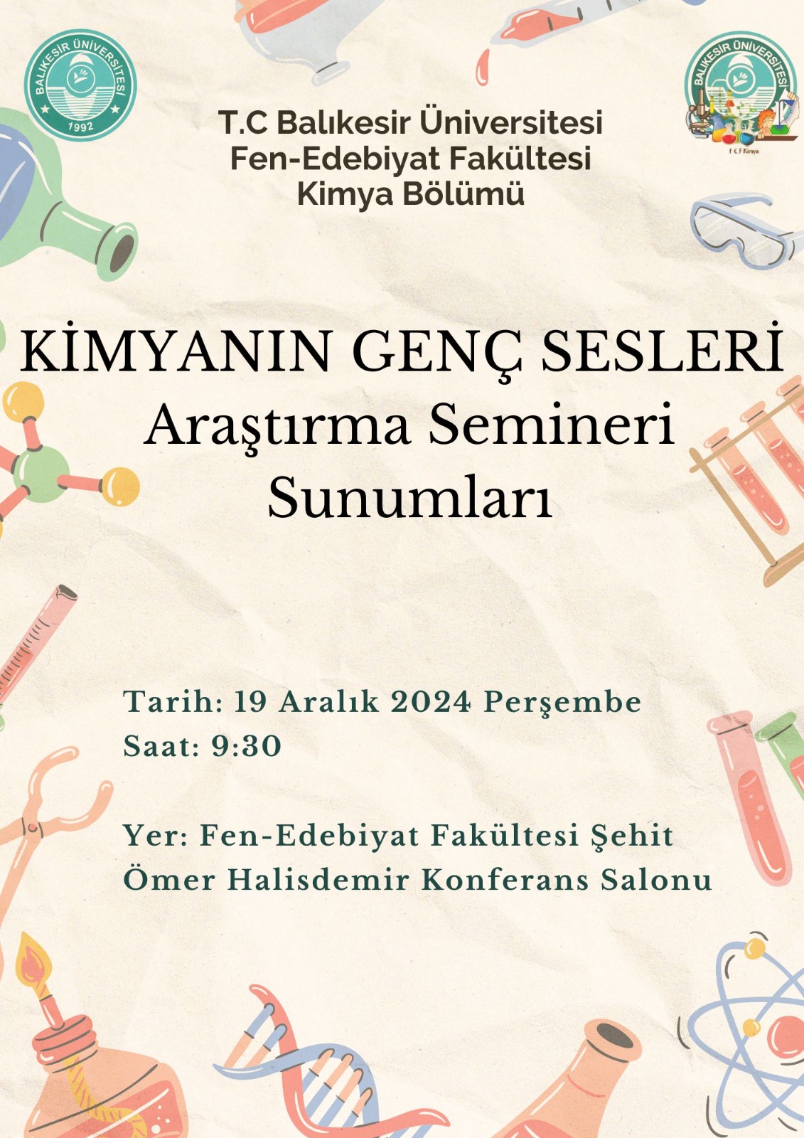 Kimyanın Genç Sesleri Araştırma Semineri Sunumları
