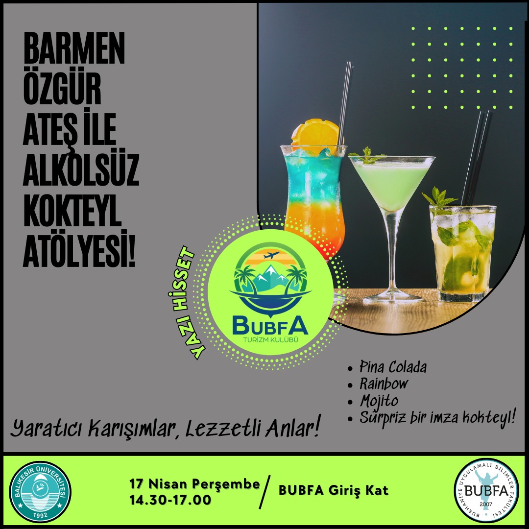 BARMEN ÖZGÜR ATEŞ İLE ALKOLSÜZ KOKTEYL ATÖLYESİ