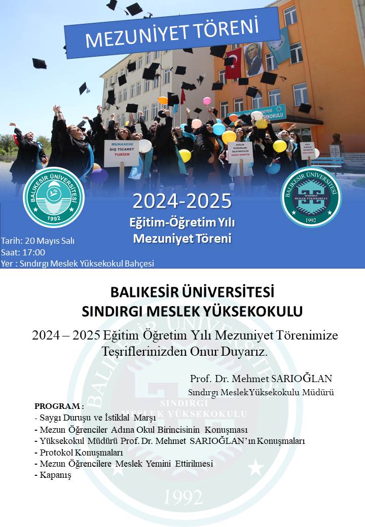 Sındırgı MYO 2024-2025 Akademik Yılı Mezuniyet Töreni
