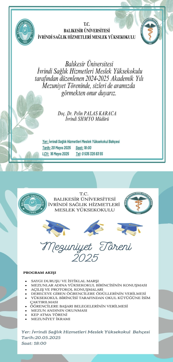 İvrindi Sağlık Hizmetleri Meslek Yüksekokulu 2024-2025 Akademik Yılı Mezuniyet Töreni