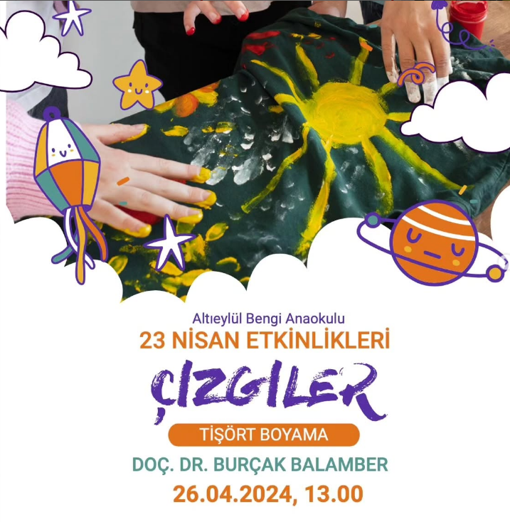 Bengi Anaokulunda 23 Nisan Şablon Baskı Tişört Boyama