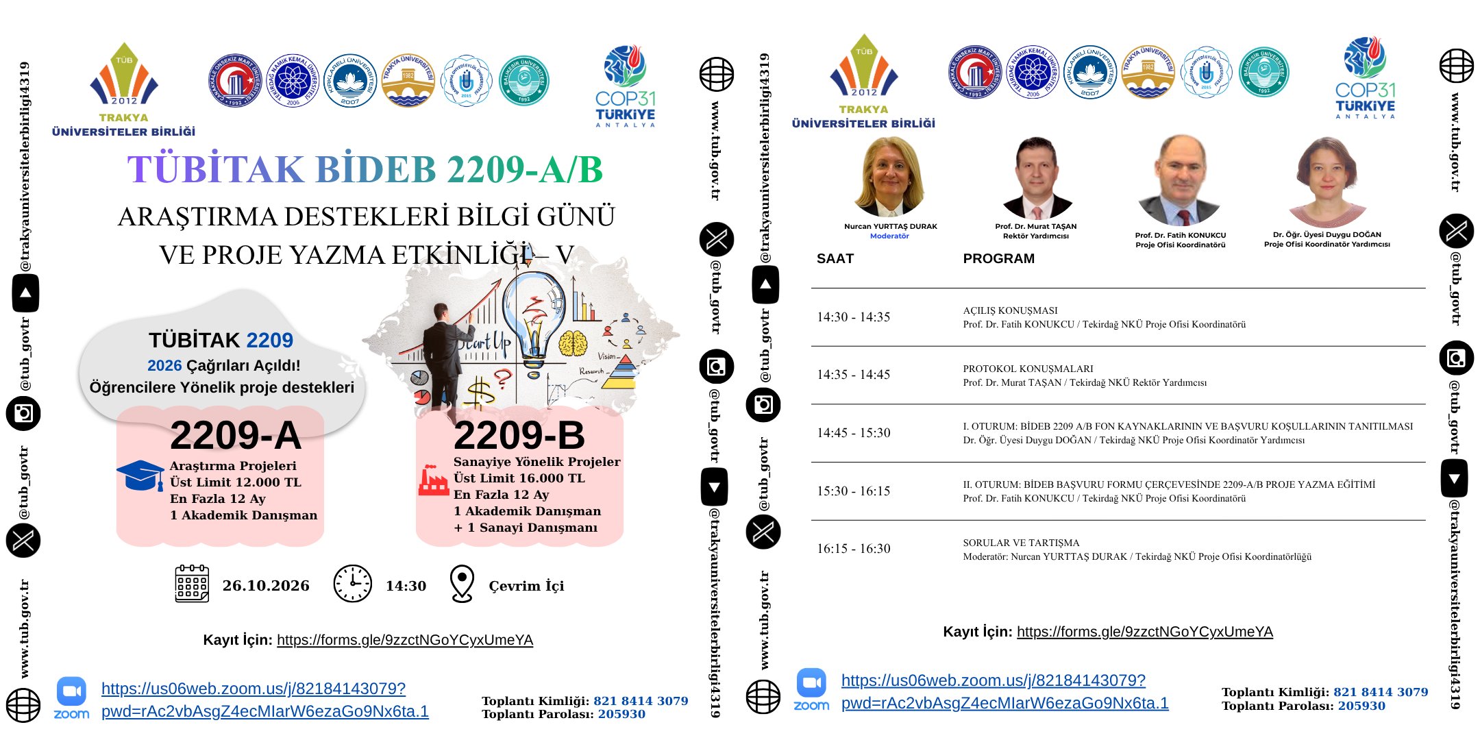 TÜBİTAK BİDEB 2209 A-B Araştırma Destekleri “Bilgi Günü ve Proje Yazma Etkinliği - V”