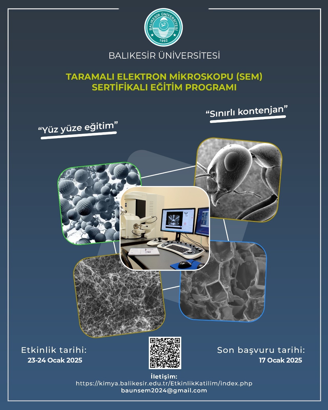 Taramalı Elektron Mikroskobu Sertifikalı Eğitim Programı