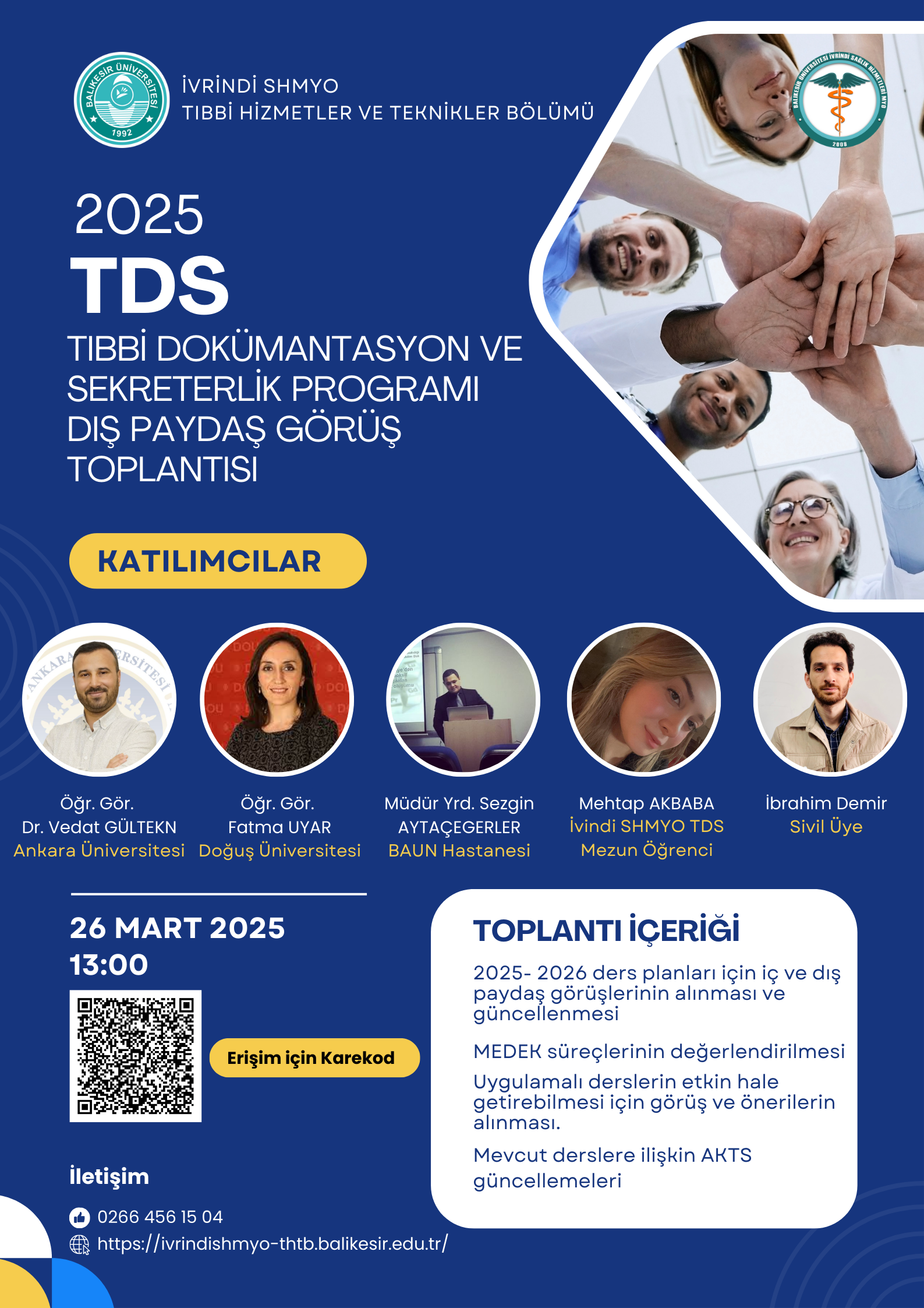 Tıbbi Dokümantasyon ve Sekreterlik Programı Dış Paydaş Görüş Toplantısı