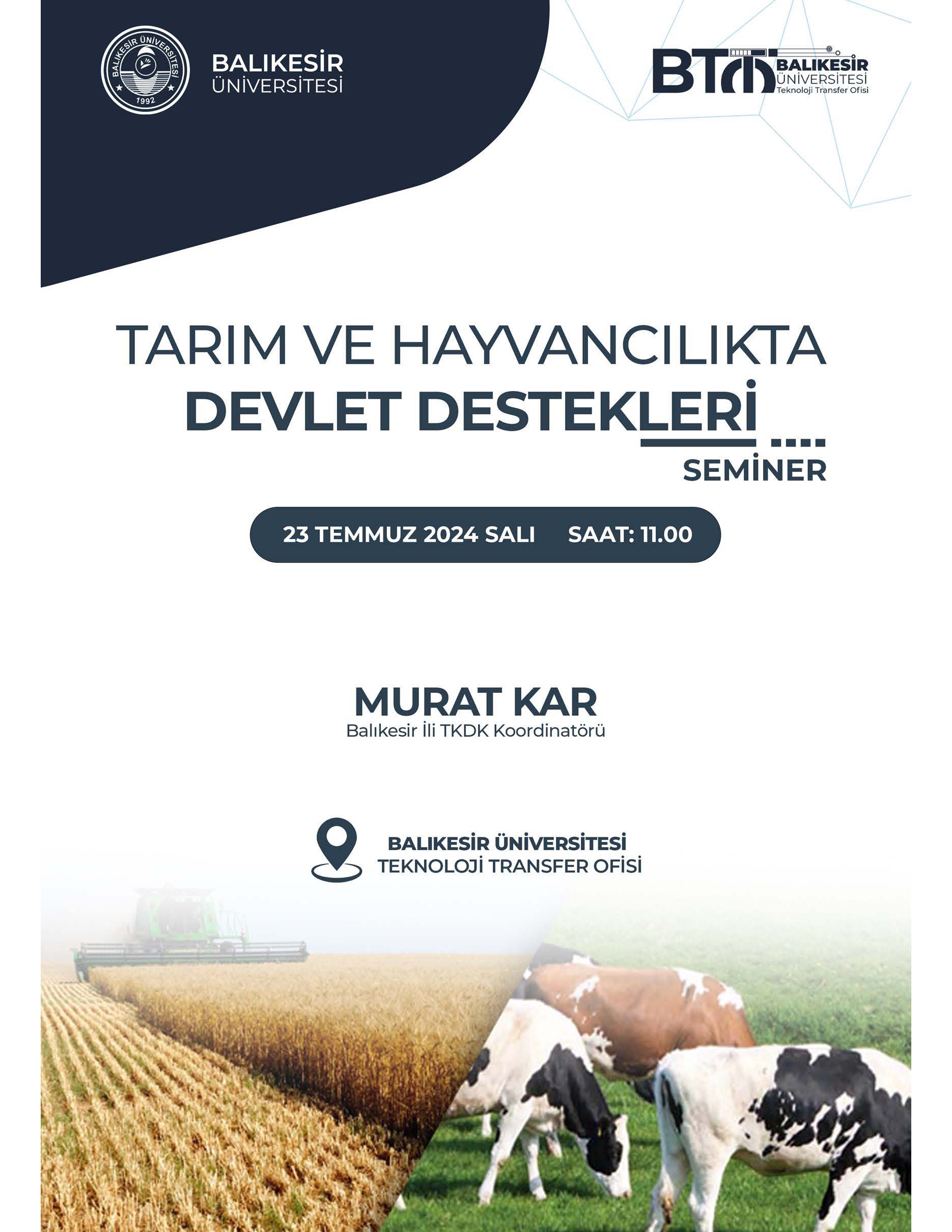 "Tarım ve Hayvancılıkta Devlet Destekleri" konulu semineri