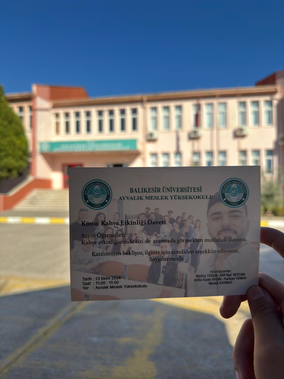 Meslek Yüksekokulumuzda Ayvalık Genç İş İnsanlarından, “Öğrenci Gözünden AYMEYO” Kahve Etkinliği
