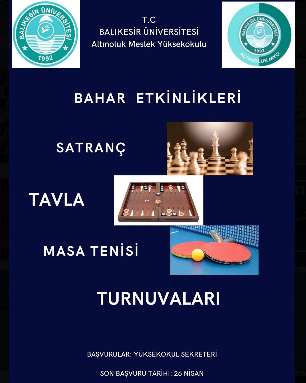 Bahar Etkinlikler-Tavla Satranç Turnuvası