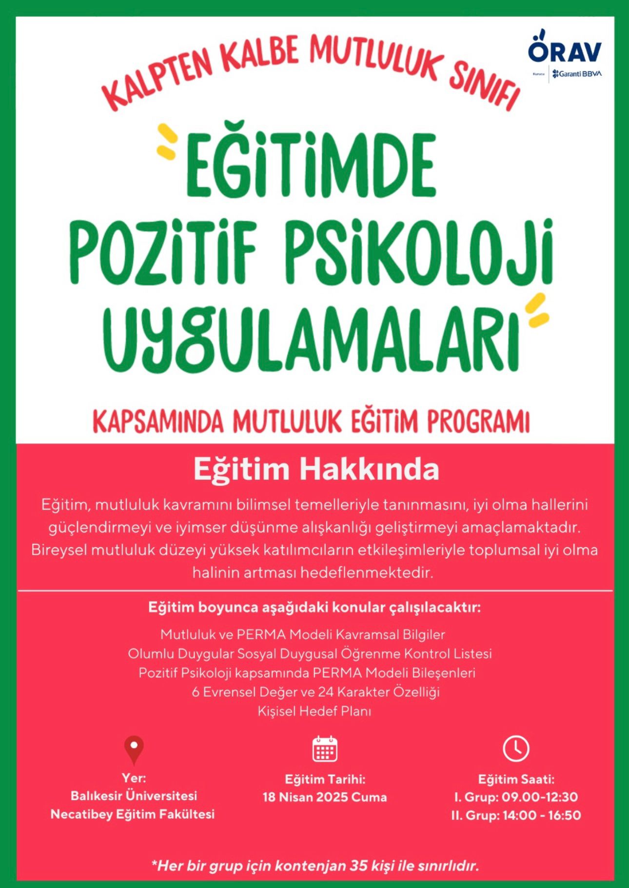 EĞİTİMDE POZİTİF PSİKOLOJİ UYGULAMALARI