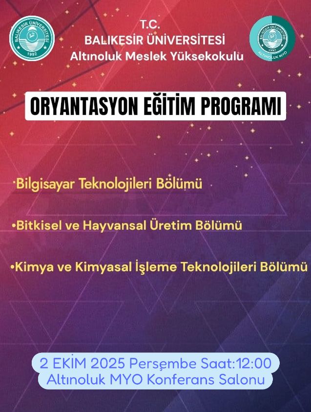 2025-2026 Eğitim-Öğretim Yılı Oryantasyon Eğitim Programı