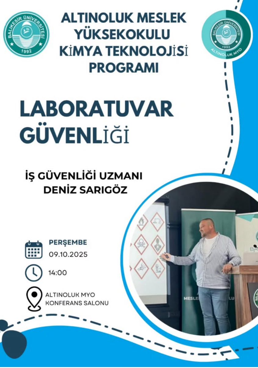 Altınoluk MYO Kimya Teknolojisi Programı Laboratuvar Güvenliği konulu Konferans