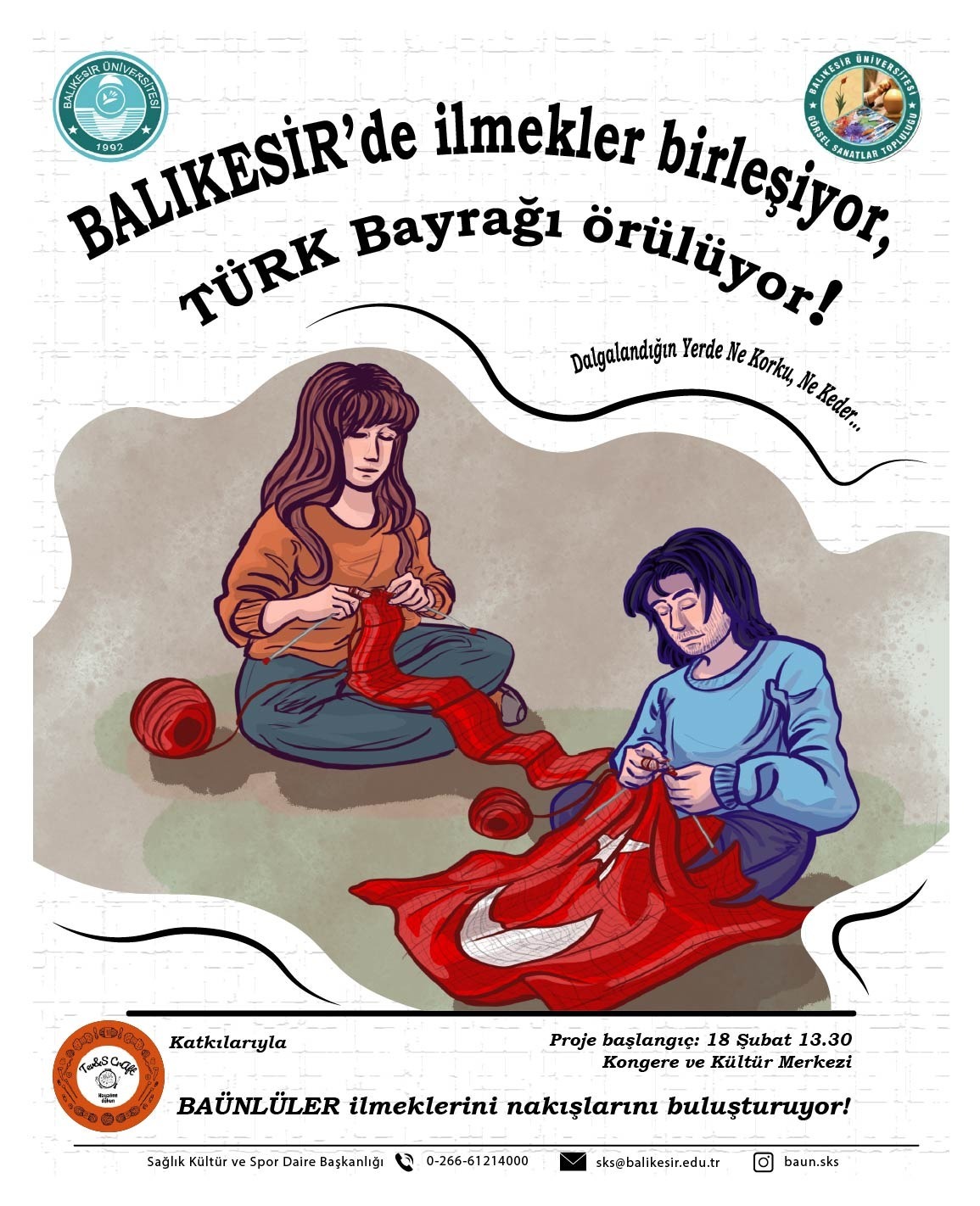 Balıkesir'de İlmekler Birleşiyor, Türk Bayrağı Örülüyor