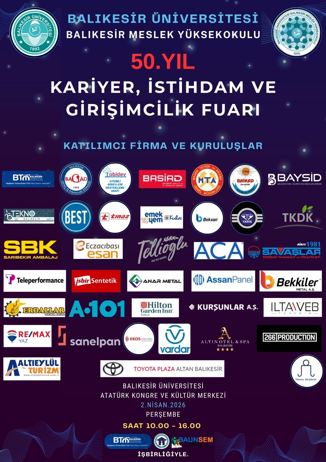 BALIKESİR MYO 50.YIL KARİYER, İSTİHDAM VE GİRİŞİMCİLİK FUARI