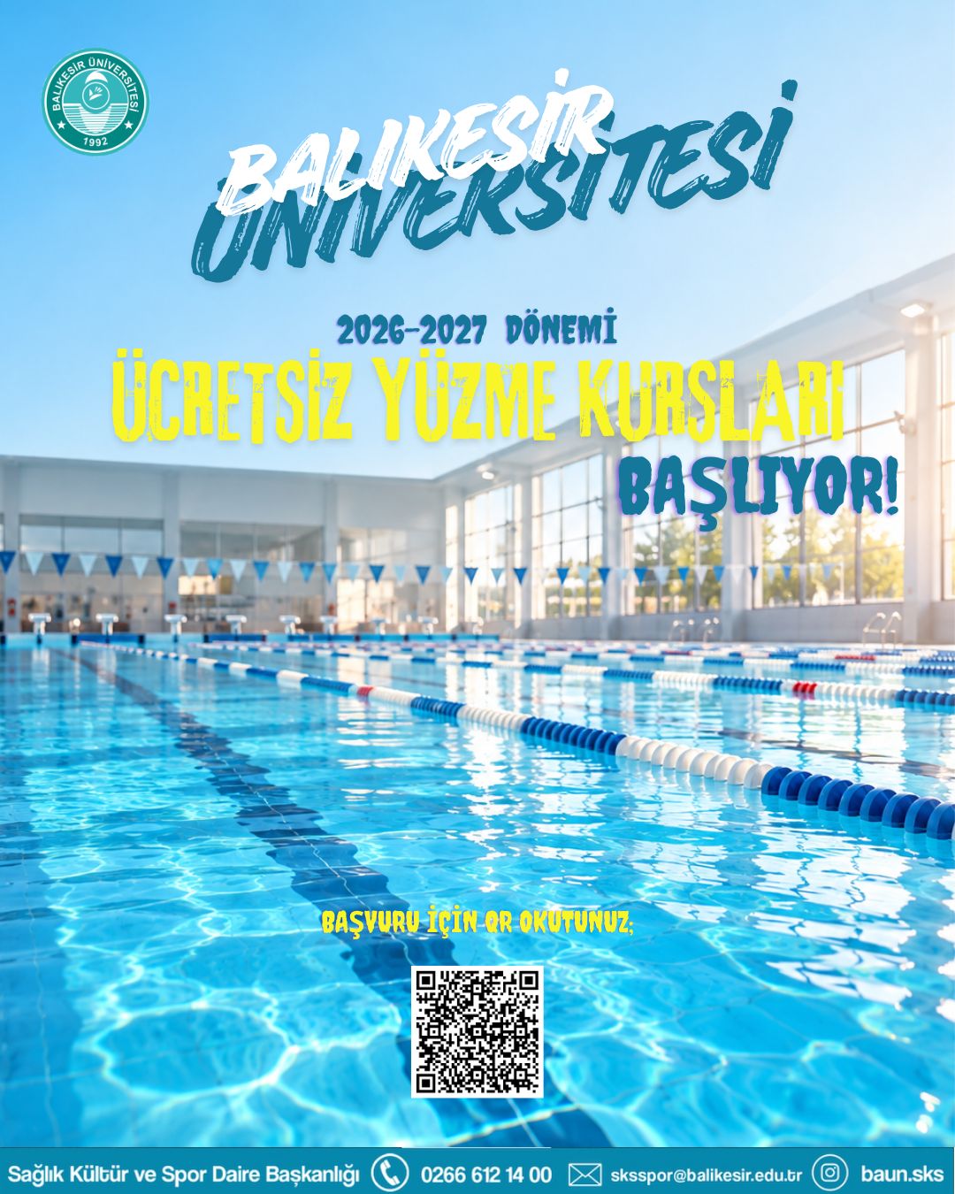 Üniversitemiz Öğrenci ve Personeli Ücretsiz Yüzme Kursu Başlıyor