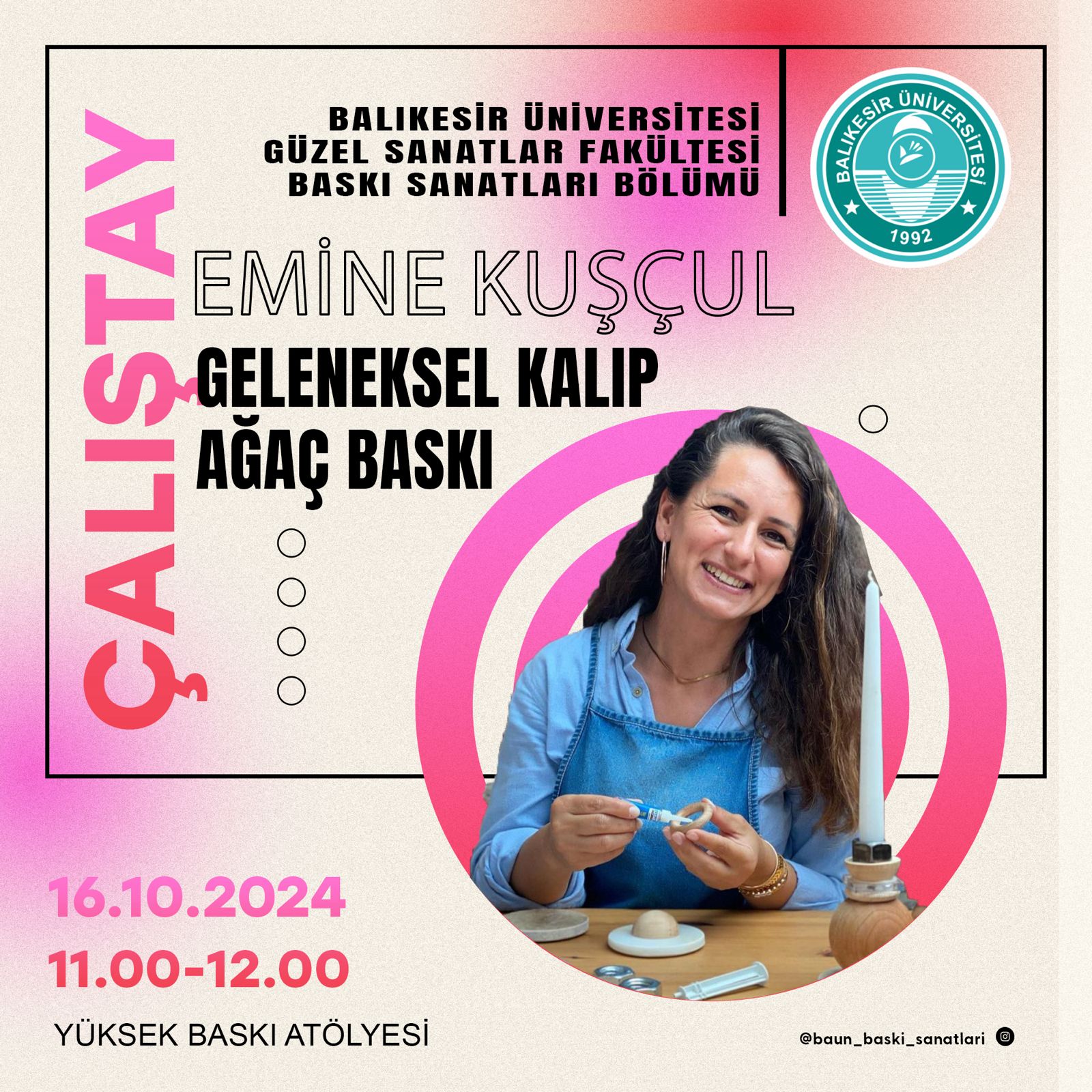 Emine Kuşçul "Geleneksel Kalıp Ağaç Baskı" üzerine çalıştayı