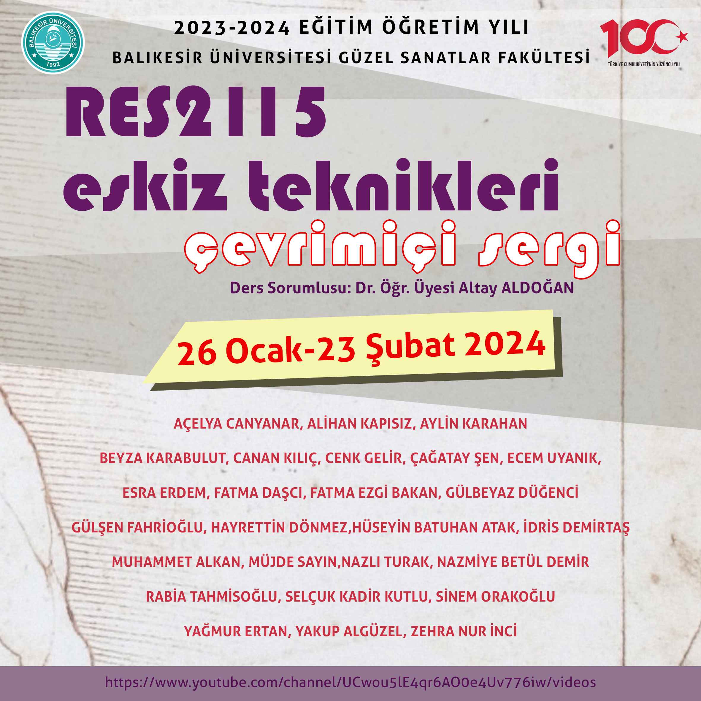 Eskiz Teknikleri Dersi Atölye Sergisi    