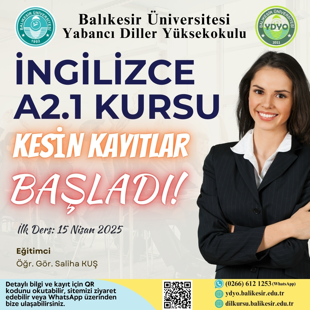 İNGİLİZCE A2.1 KURSU KESİN KAYITLARI BAŞLADI!