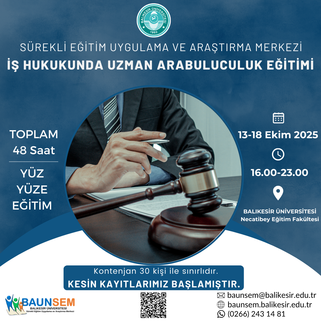 İŞ HUKUKUNDA UZMAN ARABULUCUK EĞİTİMİ