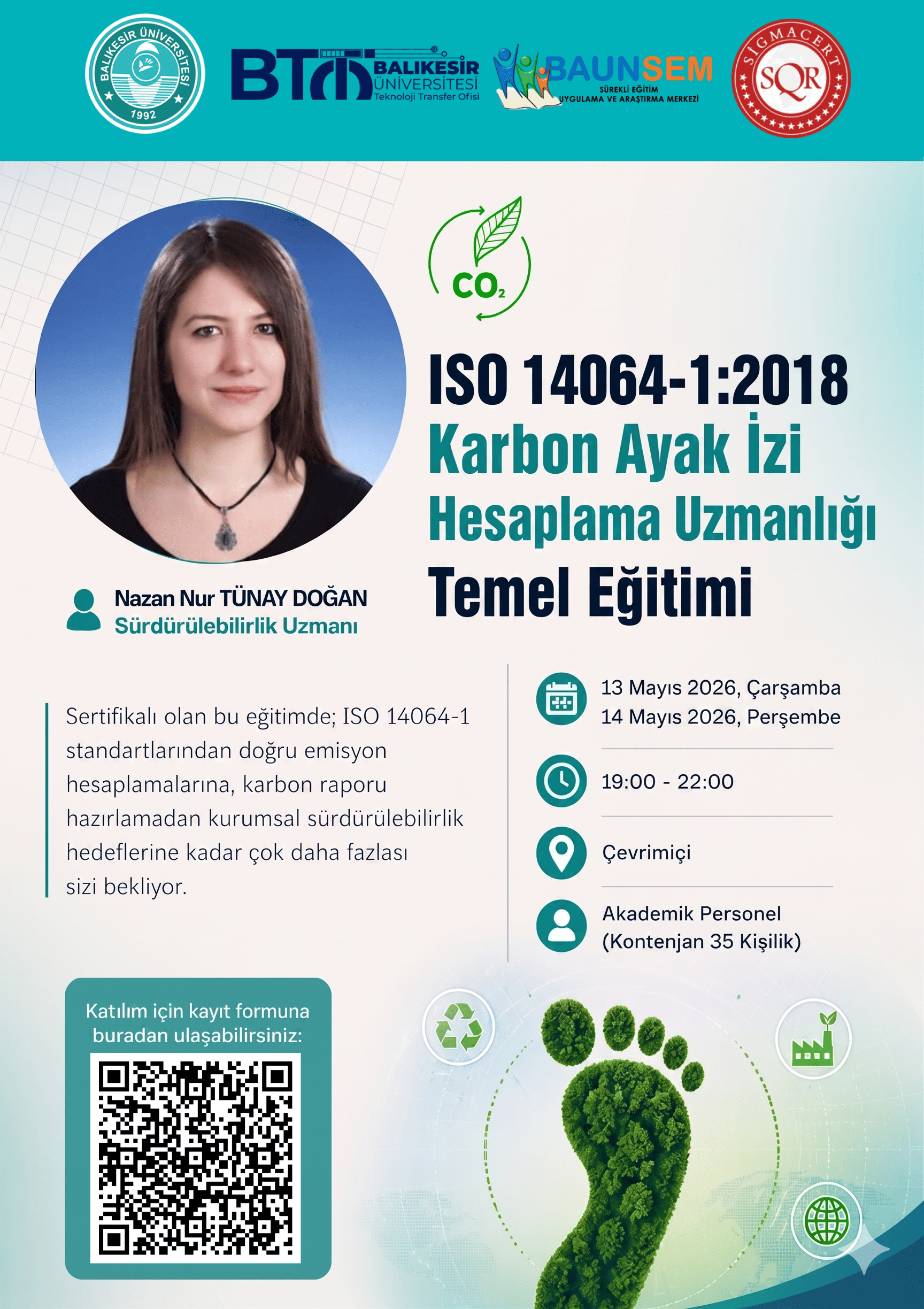 ISO 14064-1:2018 Karbon Ayak İzi Hesaplama Uzmanlığı Temel Eğitimi