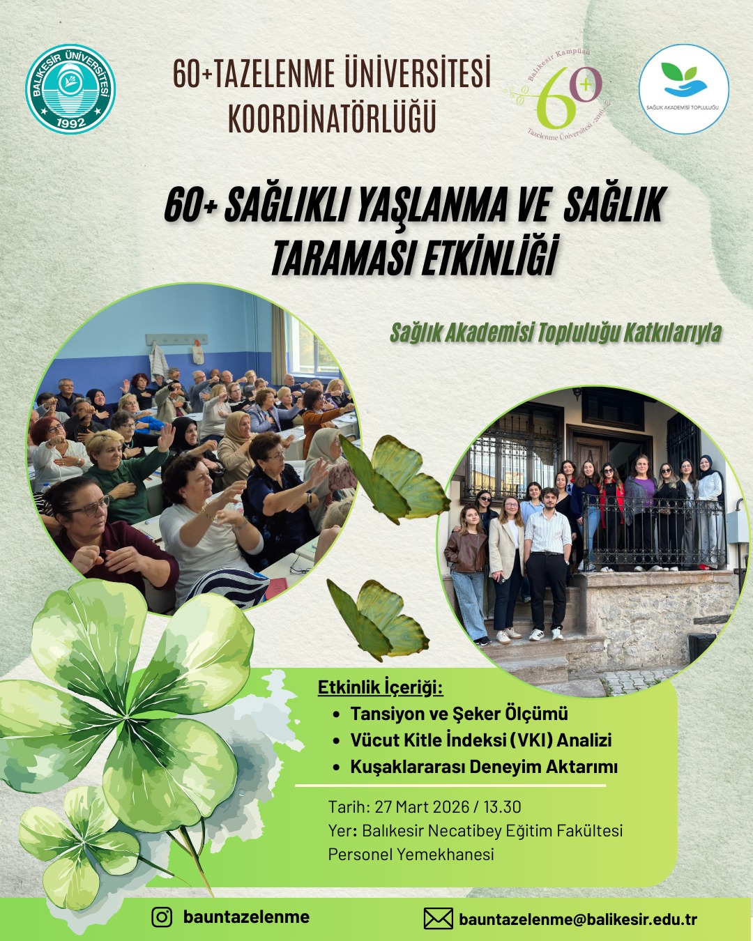 60+ Sağlıklı Yaşlanma ve Sağlık Taraması Etkinliği