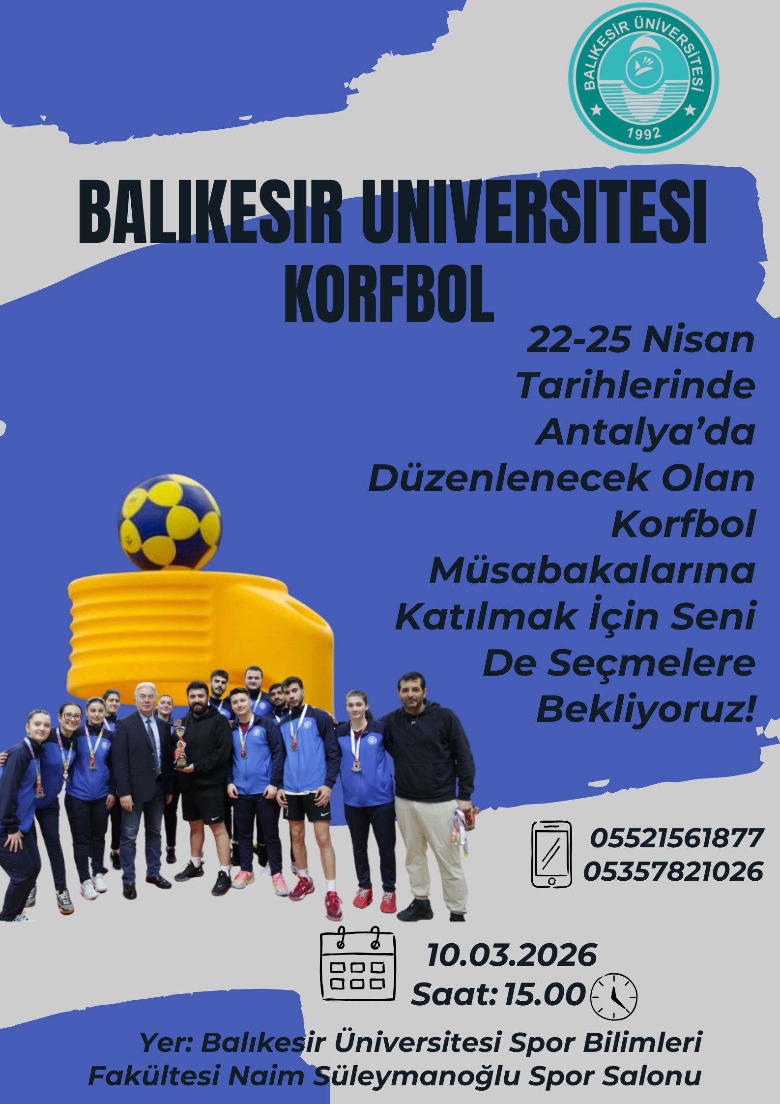 Üniversitemiz Korfbol Takımı Seçmeleri